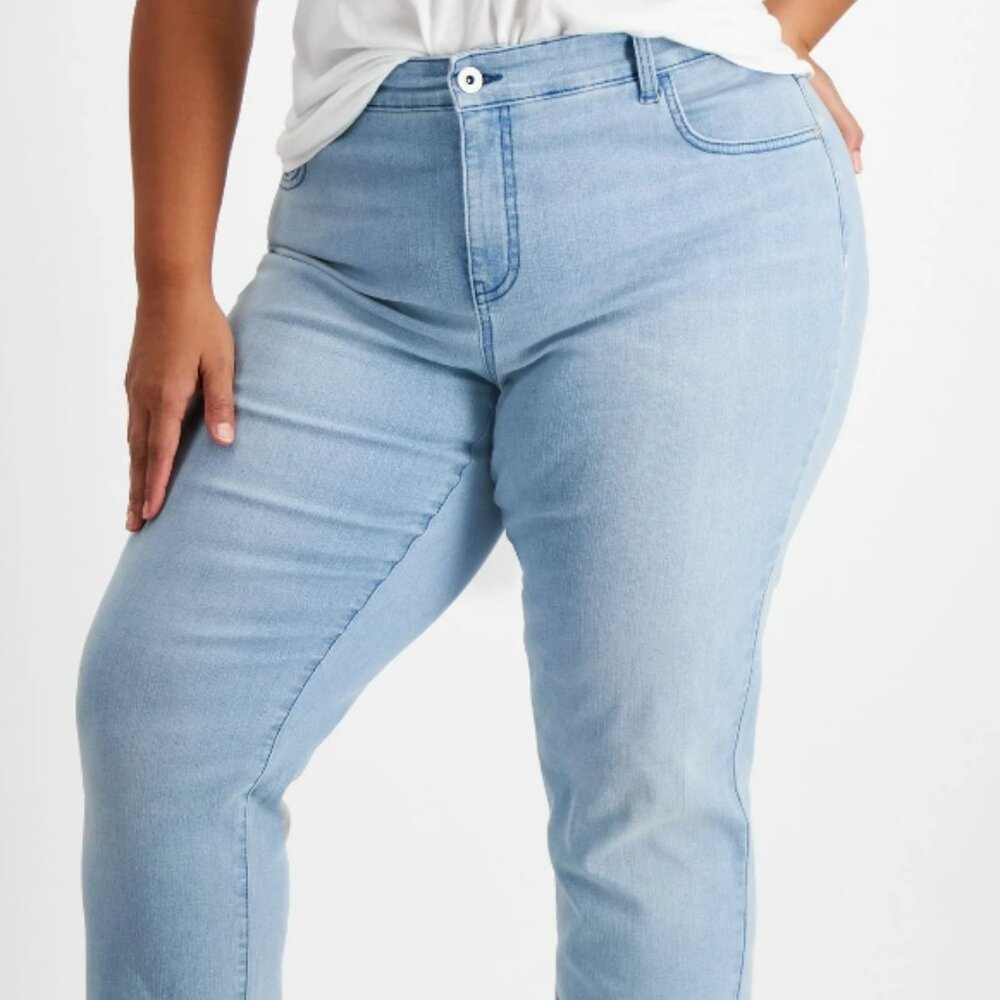NEW Style &‎ Co Blue Jeans Plus 24W Slim Leg Open Desert Mid Rise $49.50 Cotton